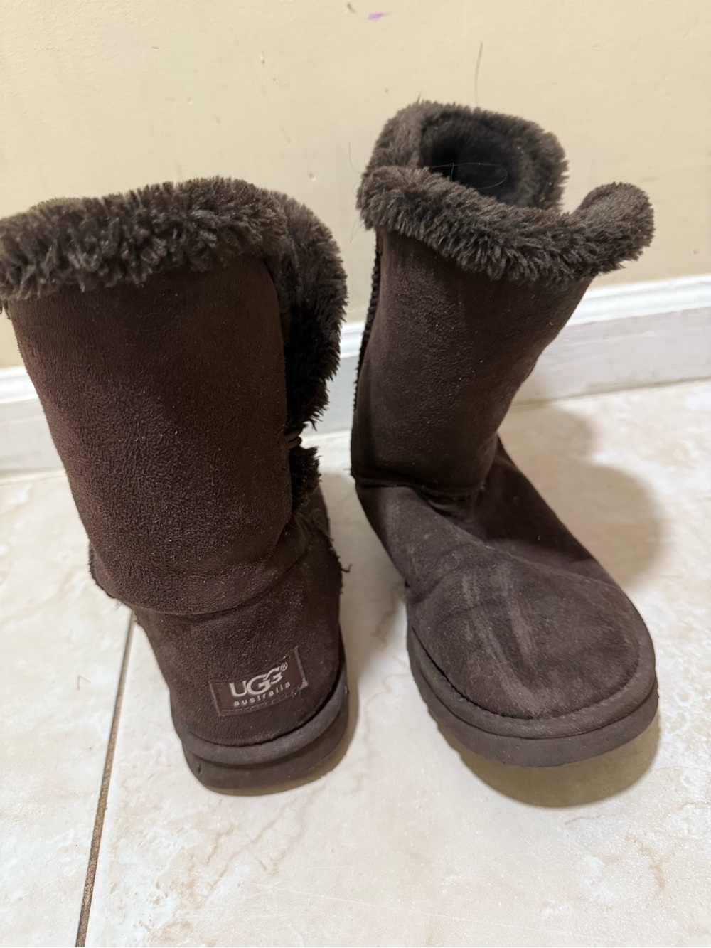 UGG Brown Faux-Suede Winter Boots with Plush Lining